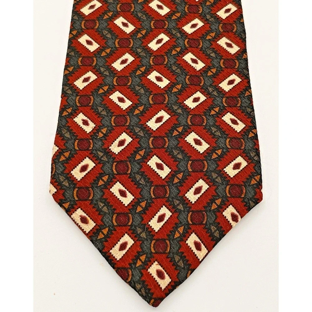 Vintage CHRISTIAN DIOR MONSIEUR Silk Tie Geometric Abstract 3.5